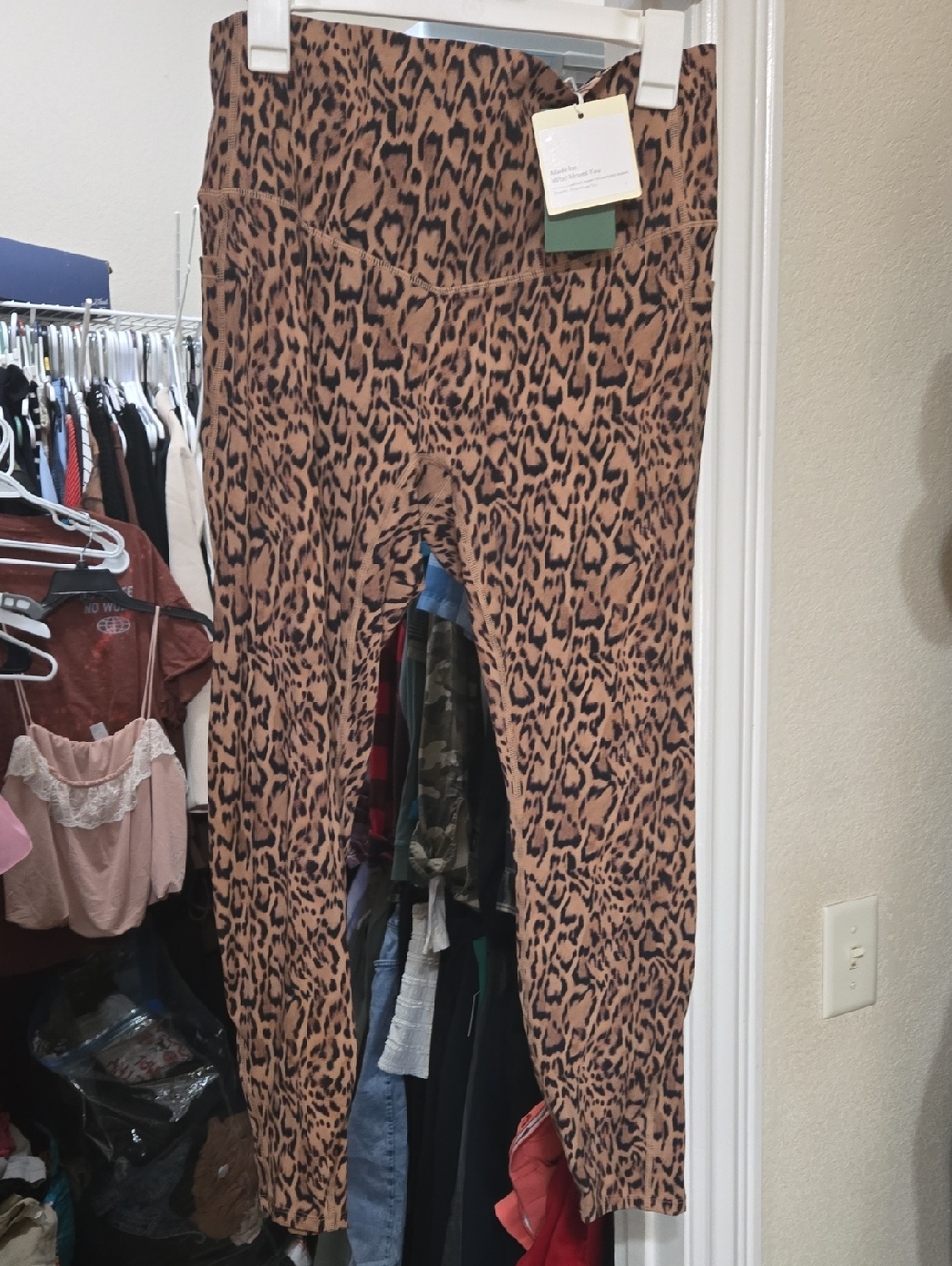 Soft Leopard Print Pull-On High Waist Leggings - Brown